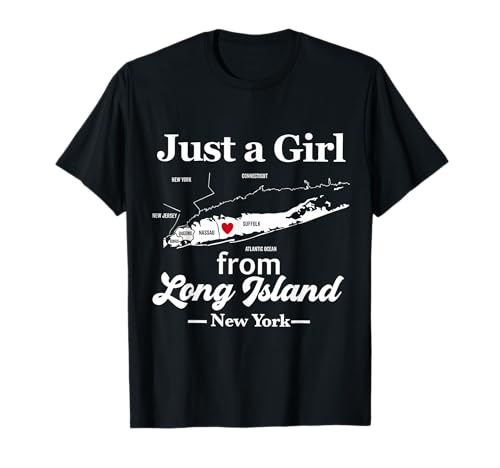Damen Long Island New York Souvenir Karte Just a Girl from LI T-Shirt Damen Long Island New York Souvenir Karte Just a Girl from LI T-Shirt von Long Island NY Graphic NYC Tee