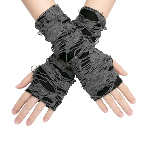 Long Keeper 1Paar Halloween Handschuhe Fingerlos Spitzenhandschuhe Schwarze Punk Spinnennetz handschuhe kostüm für Halloween Party Kostüm Kostümzubehör von Long Keeper