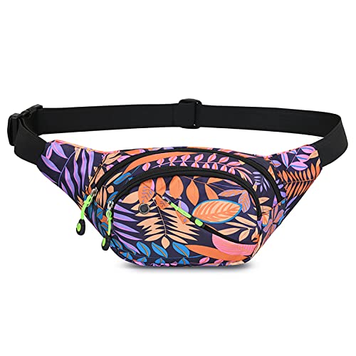Long Keeper Bauchtasche Damen Herren Stylisch Multifunktionale Bauchtasche Gürteltasche Groß Verstellbare Träger Hüfttasche Fanny Pack für Outdoor Reise Sport Ahornblatt Muster von Long Keeper