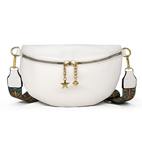 Long Keeper Bauchtasche Damen Leder Tasche Klein Umhängetasche Crossbody Bag Kunstleder Sling Bag Brusttasche Elegant mit Abnehmbar Breiter Gurt von Long Keeper