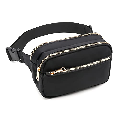 Long Keeper Bauchtasche Schwarz Damen Gürteltasche Hüfttasche Elegant Brusttasche Umhängetasche Sling Crossbody Bag für Reisen Party Festival Outdoor (Schwarz) von Long Keeper