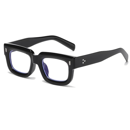 Long Keeper Blaulicht Brille Damen Herren Retro Rechteck Anti Blaulicht Computerbrille Blaulicht Blockierende Brille 90er Jahre Quadratische Brille (Schwarz) von Long Keeper