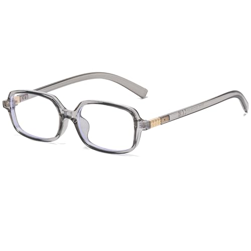Long Keeper Blaulichtfilter Brille Damen 90er Jahre Rechteck Anti Blaulicht Computerbrille Blaulicht Blockierende Brille Quadratische Anti Blendung Brille (Durchsichtig Grau) von Long Keeper