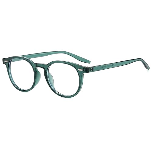 Long Keeper Blaulichtfilter Brille Damen Herren Retro Runde Runde Computerbrille Anti Blendung Anti AugenStamm (Grün Klar) von Long Keeper