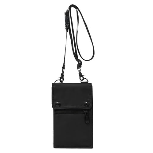 Long Keeper Brustbeutel Damen Herren Reise Diebstahlsichere Reisepass Tasche Handytasche Klein Umhängetasche Travel Neck Brieftasche (Schwarz) von Long Keeper