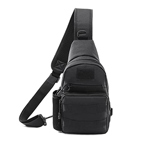 Long Keeper Brusttasche Herren Damen - Sling Rucksack Schultertasche Tactical Militär, Brust Tasche Rucksäcke Sporttasche Umhängetaschen Crossbag Daypack von Long Keeper