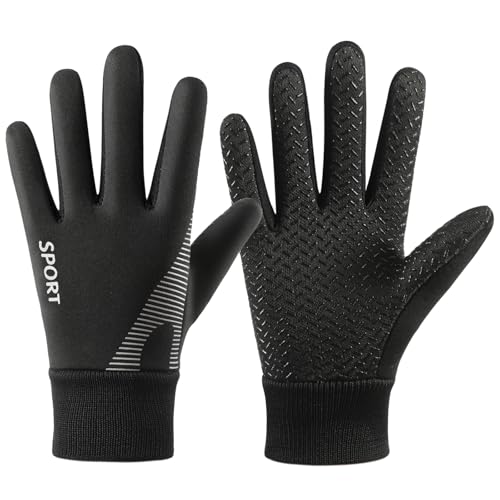 Long Keeper Kinder Fahrradhandschuhe Radsport-Handschuhe für Jungen Mädchen Rutschfest Warme Winterhandschuhe Sporthandschuhe Fahrrad Radfahren Klettern Fußball (Schwarz-M, M-(Handumfang: 16–18 cm)) von Long Keeper