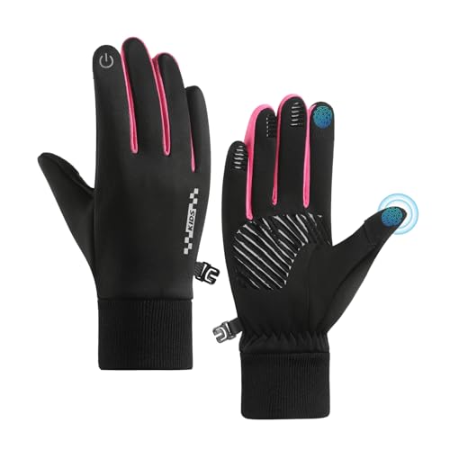 Long Keeper Kinder Fahrradhandschuhe Rutschfest Radsport-Handschuhe für Jungen Mädchen Touchscreen Warme Winter Sporthandschuhe Kinder Fahrrad Klettern Fußball (Rosarot-M, M-(Handumfang: 16-18 cm)) von Long Keeper