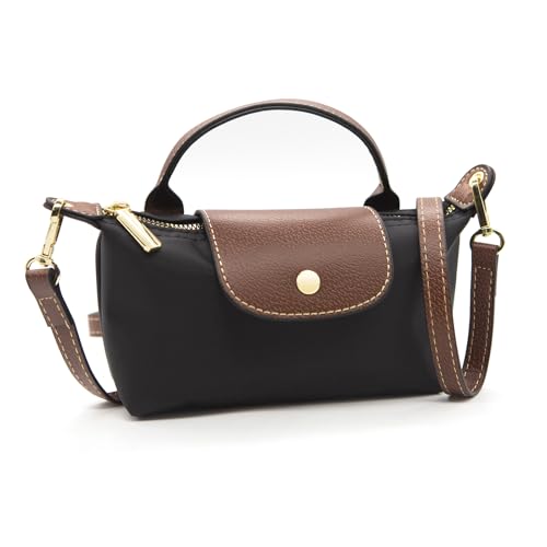 Long Keeper Kleine Crossbody Tasche für Damen Umhängetasche Klein Nylon Leicht Handytasche Crossbody Hobo Tasche Frauen Handtasche Mini Shopper Schultertasche (Schwarz) von Long Keeper