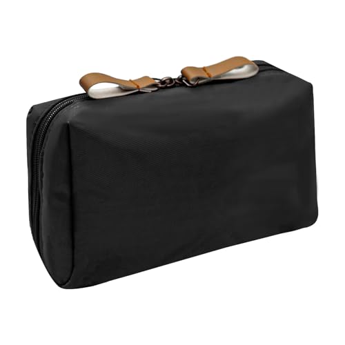 Long Keeper Reise Kosmetiktasche Mini Make Up Tasche für Handtasche Wasserdicht Schminktasche Tragbar Kosmetikbeutel Kleingeldbörse für Frauen Mädchen (Schwarz (Innenrot)) von Long Keeper