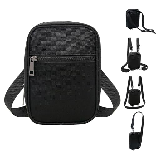 Long Keeper Kleine Schultertasche – Crossbody Brusttasche Damen Herren Handy Bauchtasche Geldbörse Casual Rucksack Reise Wandern Hüfttasche, Schwarz, Einheitsgröße von Long Keeper