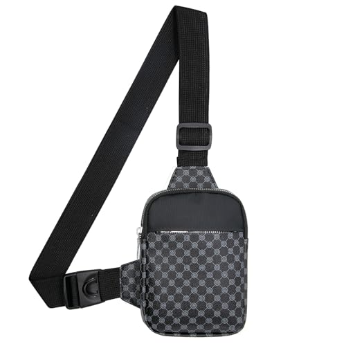 Long Keeper Kunstleder Sling Bag Brusttasche, Klein Umhängetasche Damen Herren Schultertasche Sling Tasche Wasserdicht Schulter Handytasche Für Reisen Outdoor von Long Keeper