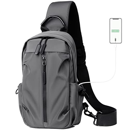 Long Keeper Leichte Brusttasche herren damen – Schultertasche Klein Sling Bag Rucksack mit USB Unisex Crossbag Umhängetasche von Long Keeper