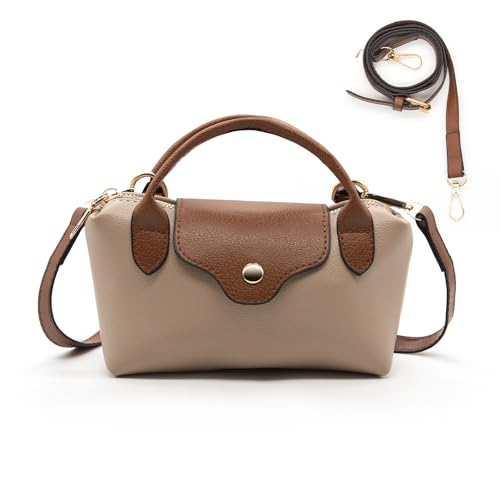 Long Keeper Mini Crossbody Bag Damen Kunstleder Umhängetasche Tote Kleine Schultertasche Leicht Tote Mini Shopper Tasche Handy Clutch Handtasche für Frauen (Khaki) von Long Keeper