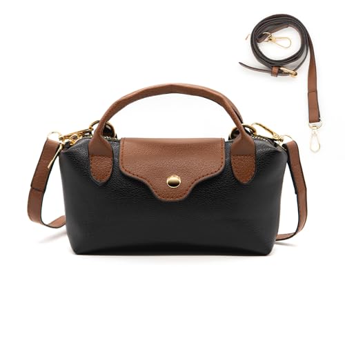 Long Keeper Mini Crossbody Bag Damen Kunstleder Umhängetasche Tote Kleine Schultertasche Leicht Tote Mini Shopper Tasche Handy Clutch Handtasche für Frauen (Schwarz) von Long Keeper