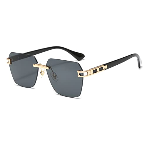 Long Keeper Mode Sonnenbrille Randlos Herren Damen Hexagonal Vintage Sonnenbrille Quadratisch Retro Eckige randlose Brille Unisex UV400 von Long Keeper