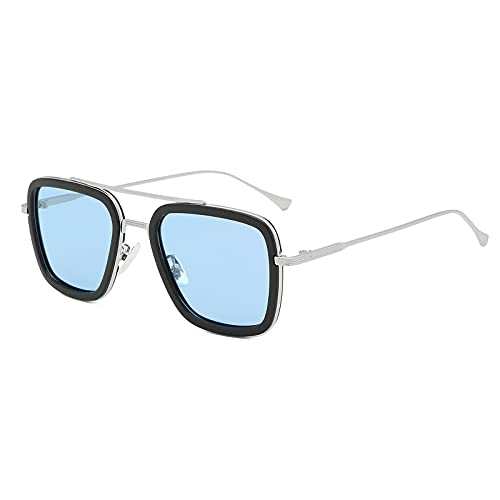 Long Keeper Eckige Retro Sonnenbrille Herren Damen - Retro Pilotenbrille Unisex Vintage Eckige Pilot Brille Quadratisch Metallrahmen für Männer Frauen von Long Keeper