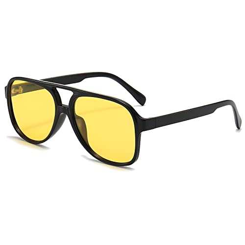 Long Keeper Nachtfahrbrille Polarisiert Unisex- Nachtsichtbrille Filtert Licht von Scheinwerfern, Nachtbrille zum Autofahren Damen Herren, Pilotenbrille, Gelb Brille Nachts Fahren Blendschutz von Long Keeper