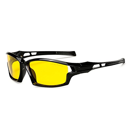 Long Keeper Nachtsichtbrille Autofahrer Sport, Nachtfahrbrille Anti-Blend Sonnenbrille Gelb, Nachtbrille zum Autofahren Sportbrille Night Vision Goggles UV Schut von Long Keeper