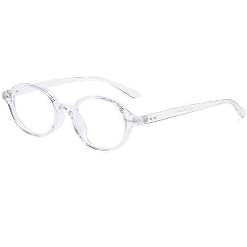 Long Keeper Oval Blaulichtfilter Brille Damen Herren Kleine Runde Anti Blaulicht Computerbrille BlauLicht Blockierende Brille Retro Anti Blendung Gamingbrille (Durchsichtig) von Long Keeper