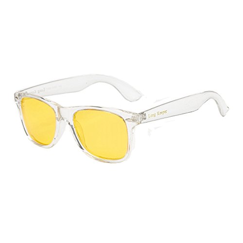 Long Keeper Polarisierte Retro-Sonnenbrille für Damen und Herren, originell, Unisex, klassischer Vintage-Stil, zum Autofahren, Angeln, Outdoor-Aktivitäten, Gelb - Transparent, Gelb - Größe: Medium von Long Keeper