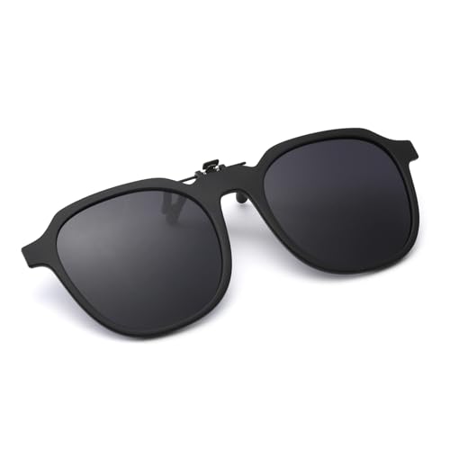 Long Keeper Polarisierte Sonnenbrille Clip Herren Damen Sonnenbrille Aufsatz für Brillenträger Nachtfahrbrille Clip Sonnenbrille Zum Aufstecken UV400, 52mm von Long Keeper