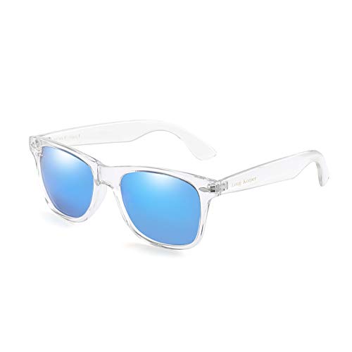 Long Keeper Polarisierte Sonnenbrille Unisex Transparente Vintage Sonnenbrille für Damen & Herren Mit UV-Schutz(Transparentes Blau) von Long Keeper