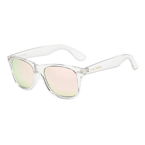 Long Keeper Polarisierte Sonnenbrille Unisex Transparente Vintage Sonnenbrille für Damen & Herren Mit UV-Schutz (Transparentes Rosa) von Long Keeper
