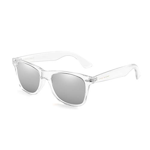 Long Keeper Polarisierte Sonnenbrille Unisex Transparente Vintage Sonnenbrille für Damen & Herren Mit UV-Schutz (Transparentes Silber) von Long Keeper