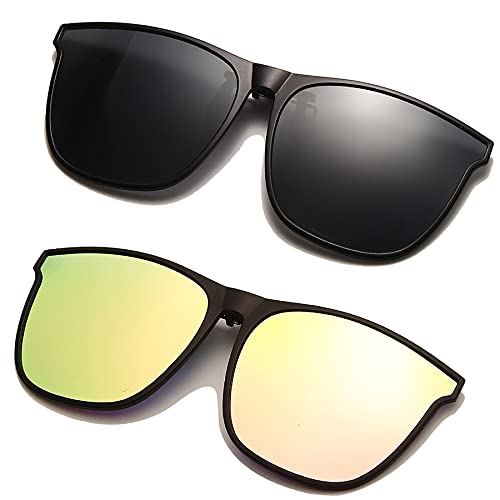 Long Keeper Polarisierte Sonnenbrille Clip für Brillenträger - Sonnenbrille Zum Aufstecken Polarisiert, Sonnenbrillen Aufsatz Brille Damen Herren (Grau+Rosa) von Long Keeper