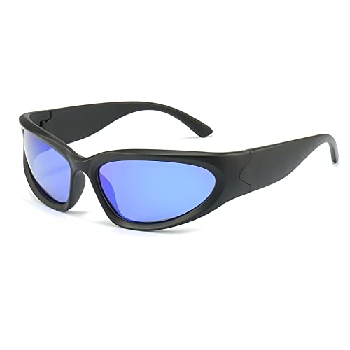 Long Keeper Polarisierte Sport Sonnenbrille Herren Damen - Retro Futuristische Sonnenbrille Polarisiert Angeln Fahrradbrille Sportbrille Wrap Around Brille von Long Keeper