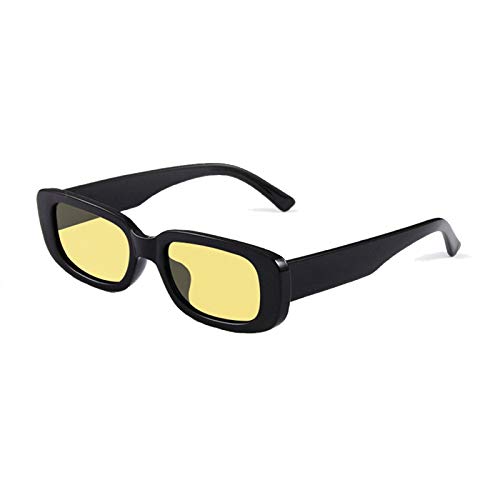 Long Keeper Sonnenbrille Damen Vintage Rechteckig 90s Retro Sonnenbrille Für Damen Herren Mit Uv Schutz (Schwarz/Gelb) von Long Keeper