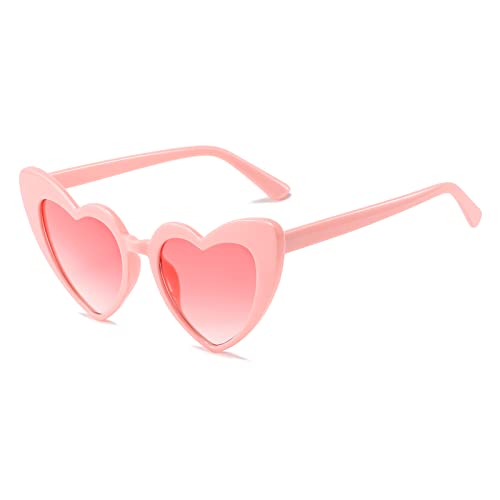 Long Keeper Retro Herz Sonnenbrille - Vintage Damen Sonnenbrille Herzform mit UV400 Schutz Hippie Herzbrille Aesthetic Heart Glasses von Long Keeper
