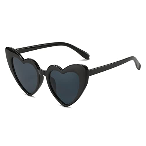 Long Keeper Retro Herz Sonnenbrille - Vintage Damen Sonnenbrille Herzform mit UV400 Schutz Hippie Herzbrille Aesthetic Heart Glasses von Long Keeper