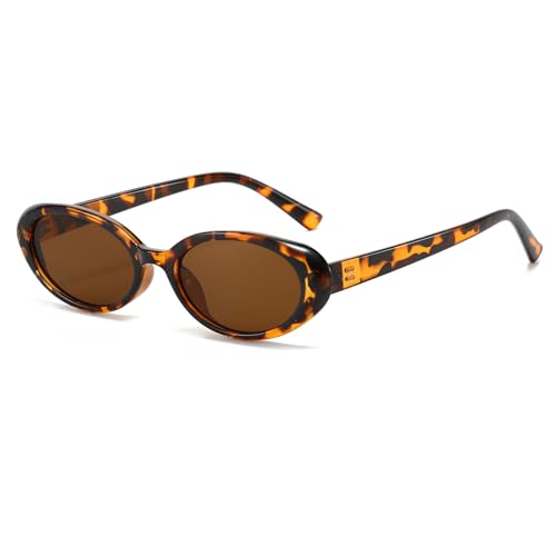Long Keeper Retro Kleine Ovale Sonnenbrille Damen – Mode Sonnenbrille Oval Vintage Katzenauge Sonnenbrille 90er Rund Ovale Brille UV400 für Damen Herren von Long Keeper