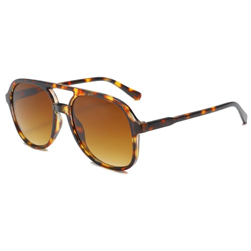 Long Keeper Retro Piloten Sonnenbrille Pilotenbrille Herren Damen Klassisch 70er Vintage Sonnenbrille Pilot Nachtfahrbrille Unisex mit UV400 Schutz von Long Keeper