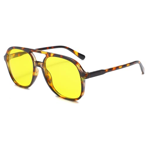 Long Keeper Retro Piloten Sonnenbrille Pilotenbrille Herren Damen Klassisch 70er Vintage Sonnenbrille Pilot Nachtfahrbrille Unisex mit UV400 Schutz von Long Keeper