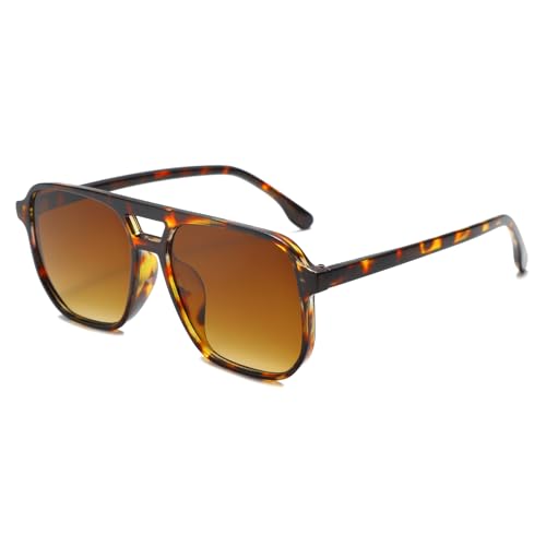 Long Keeper Retro Pilotenbrille Eckige Sonnenbrille Pilot Herren Damen Klassisch 70er Quadratische Sonnenbrille Retro Brille Pilotenform mit UV400 Schutz von Long Keeper