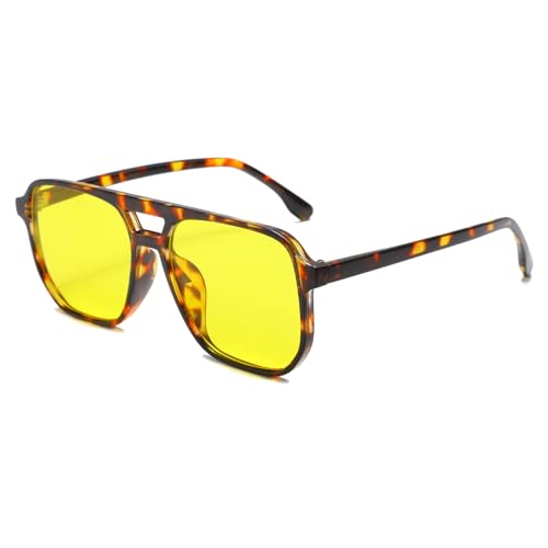 Long Keeper Retro Pilotenbrille Eckige Sonnenbrille Pilot Herren Damen Klassisch 70er Quadratische Sonnenbrille Retro Brille Pilotenform mit UV400 Schutz von Long Keeper