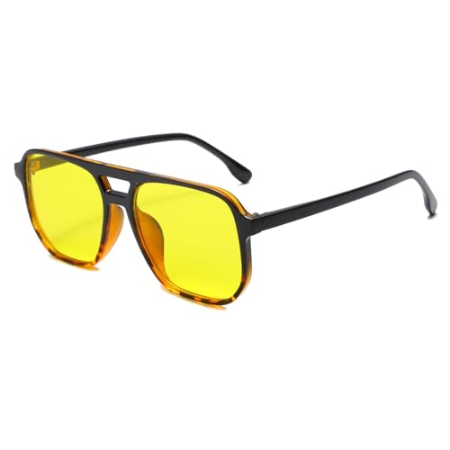 Long Keeper Retro Pilotenbrille Eckige Sonnenbrille Pilot Herren Damen Klassisch 70er Quadratische Sonnenbrille Retro Brille Pilotenform mit UV400 Schutz von Long Keeper