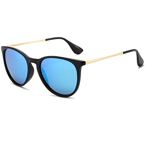 Long Keeper Retro Runde Sonnenbrille Damen Polarisiert Sonnenbrille Vintage Rund Unisex Polarisierte Sonnenbrillen Damen Herren UV400 von Long Keeper