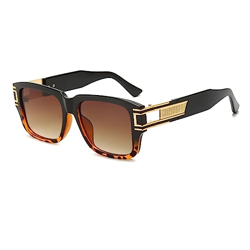 Long Keeper Retro Sonnenbrille Eckig für Herren Damen Klassisch Sonnenbrille Quadratisch Vintage Brille Goldener Rahmen mit UV400 Schutz, 53MM von Long Keeper