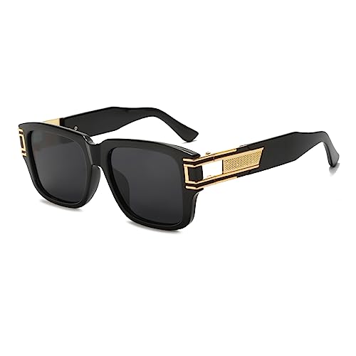 Long Keeper Retro Sonnenbrille Eckig für Herren Damen Klassisch Sonnenbrille Quadratisch Vintage Brille Goldener Rahmen mit UV400 Schutz, 53MM von Long Keeper