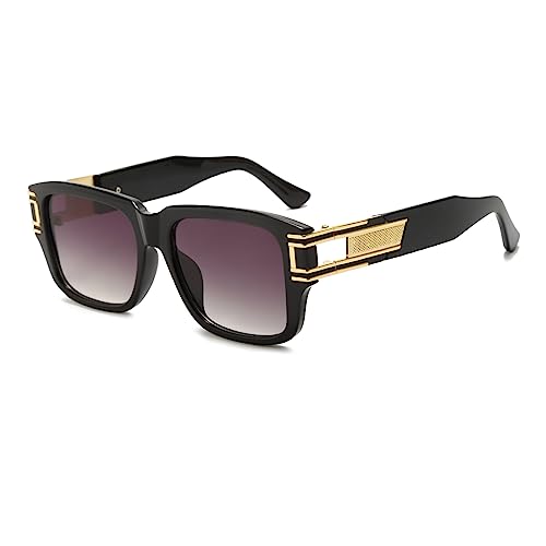 Long Keeper Retro Sonnenbrille Eckig für Herren Damen Klassisch Sonnenbrille Quadratisch Vintage Brille Goldener Rahmen mit UV400 Schutz, 53MM von Long Keeper