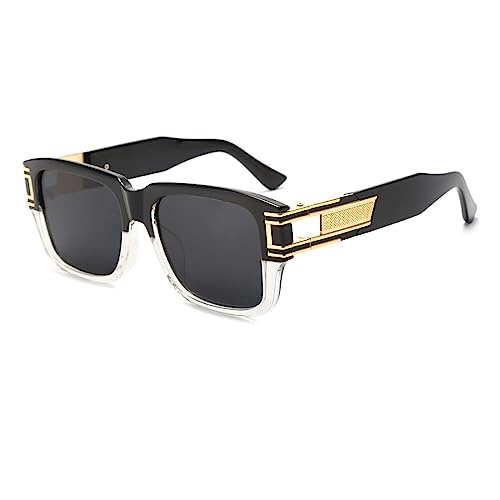 Long Keeper Retro Sonnenbrille Eckig für Herren Damen Klassisch Sonnenbrille Quadratisch Vintage Brille Goldener Rahmen mit UV400 Schutz, 53MM von Long Keeper