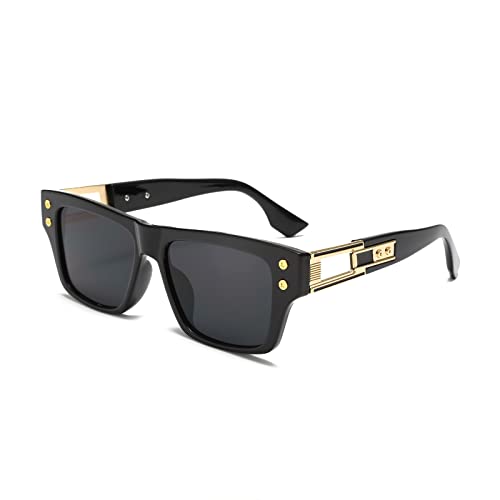 Long Keeper Retro Sonnenbrille Eckig für Herren Damen Klassisch Sonnenbrille Quadratisch Vintage Brille Goldener Rahmen mit UV400 Schutz, 54MM von Long Keeper