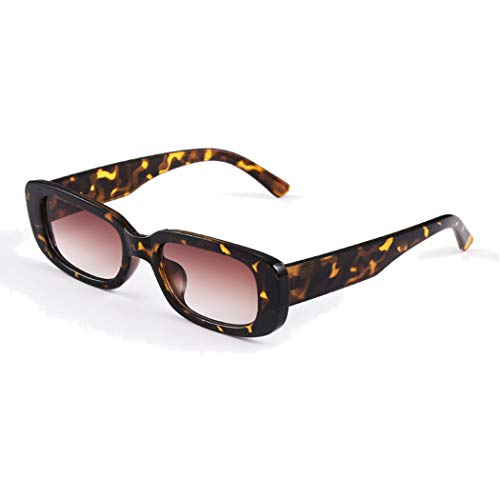 Long Keeper Sonnenbrille Damen Vintage Rechteckig 90s Retro Sonnenbrille Für Damen Herren Mit Uv Schutz (Leopard/Braun) von Long Keeper