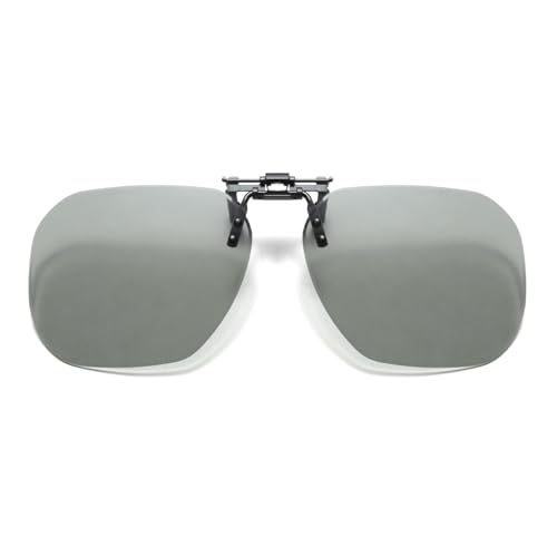 Long Keeper Sonnenbrillen Aufsatz Brille Polarisierte Sonnenbrille Clip für Herren Damen Randlose Quadratische Sonnenbrille Aufsatz für Brillenträger, 60MM von Long Keeper