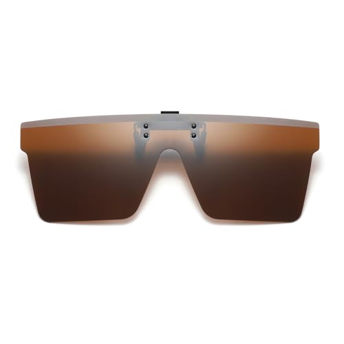 Long Keeper Sonnenbrillen Aufsatz Brille Polarisierte Sonnenbrille Clip für Herren Damen Sonnenbrille Aufsatz Große Quadratische Sonnenbrille für Brille, 66MM von Long Keeper