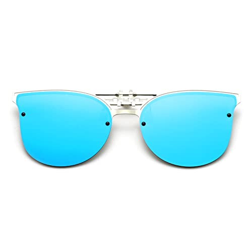 Long Keeper Sonnenbrillen Clip Polarisiert - Clip On Sonnenbrille für Brillenträger, Metall Katzenauge Sonnenbrillen Aufsatz Brille für Damen Herren von Long Keeper